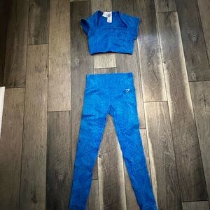 Gymshark Whitney x Adapt Animal Blue Leggings and Crop Top Set